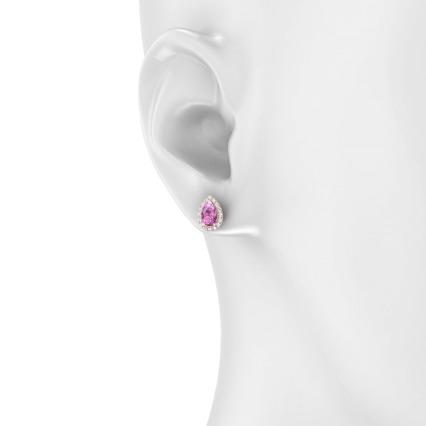 Solar | 18k Rose Gold 6 x 4 mm Pear Pink Sapphire Earrings