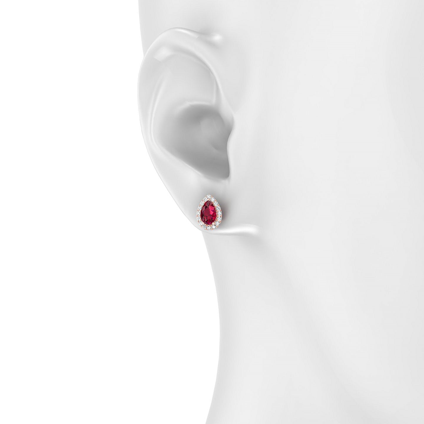 Solar | 18k Rose Gold 6 x 4 mm Pear Ruby Earrings
