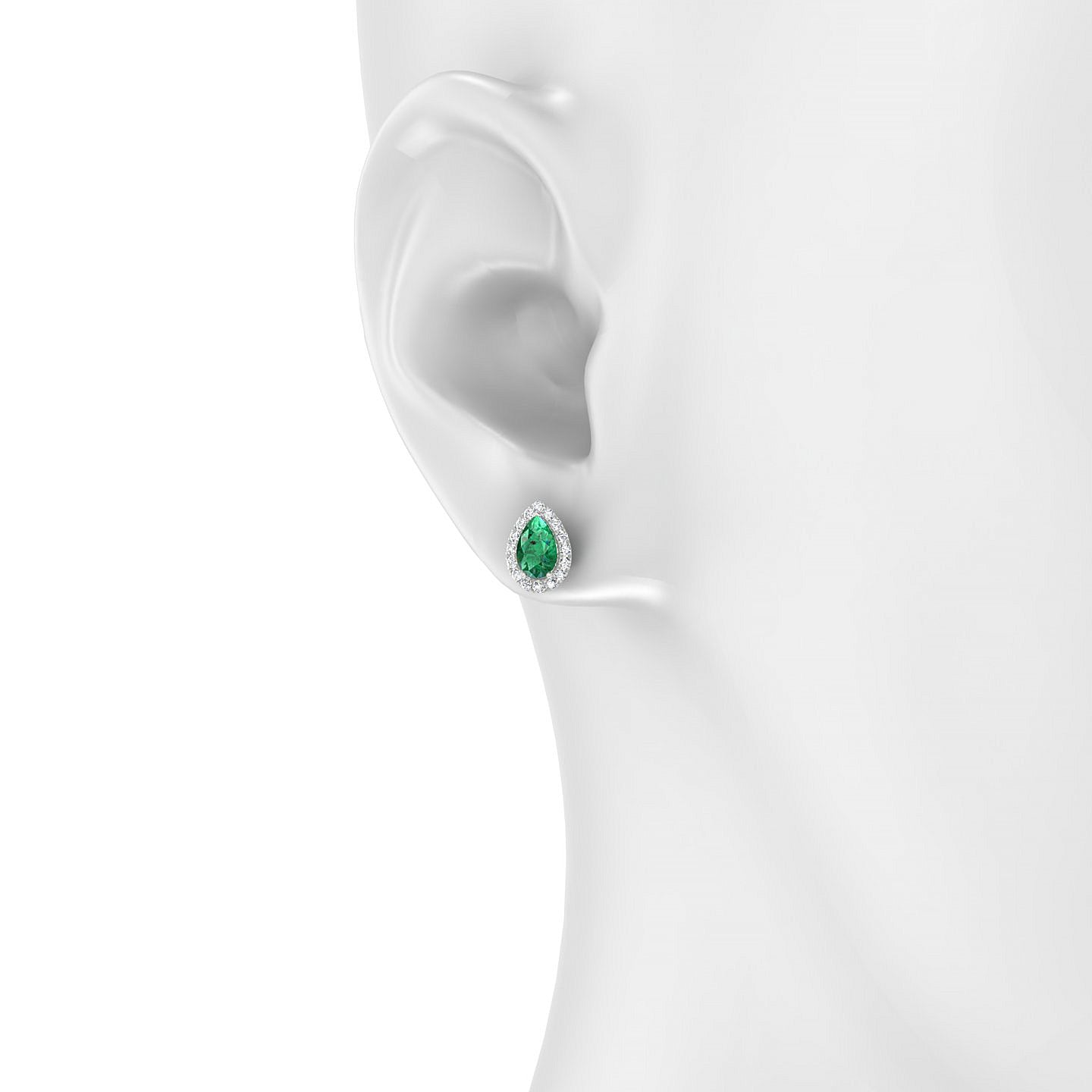 Solar | 18k White Gold 6 x 4 mm Pear Emerald Earrings