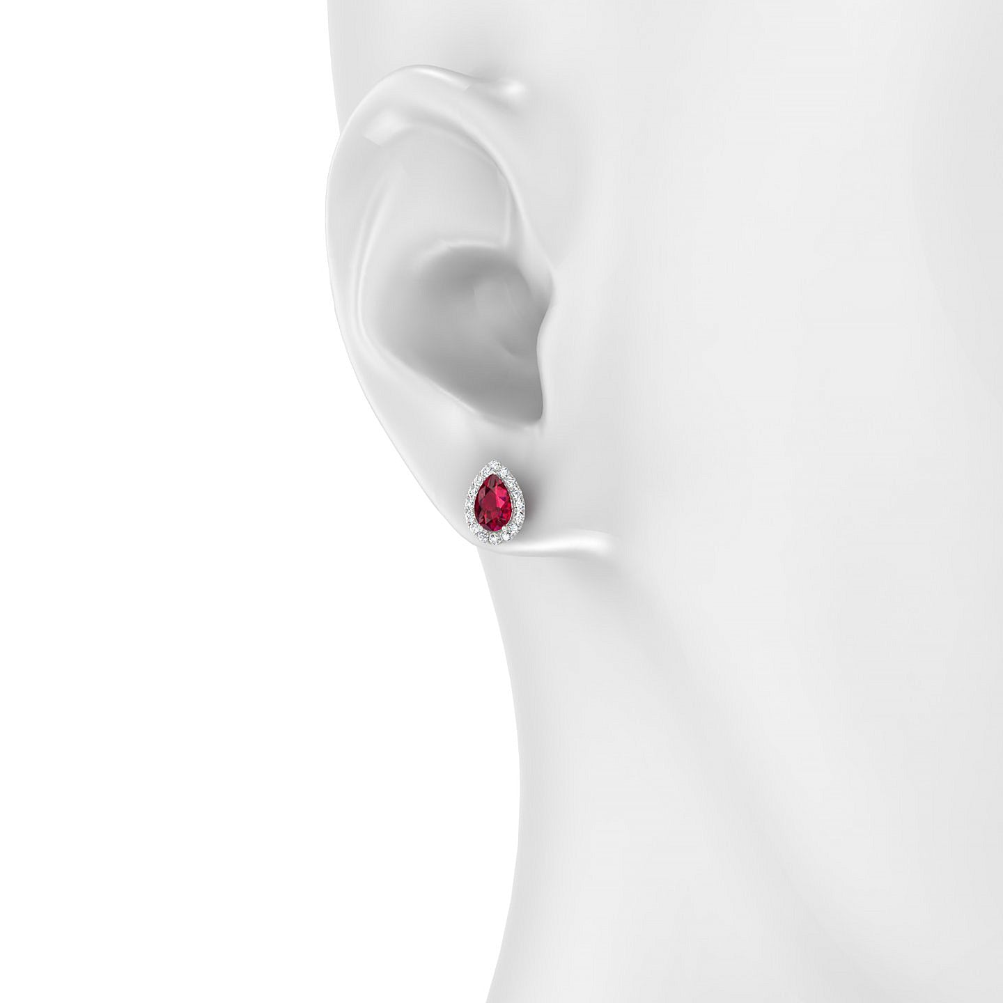 Solar | 18k White Gold 6 x 4 mm Pear Ruby Earrings