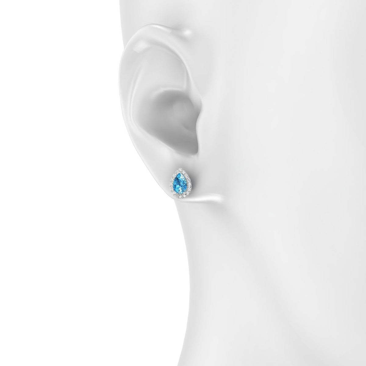 Solar | 18k White Gold 6 x 4 mm Pear Topaz Earrings