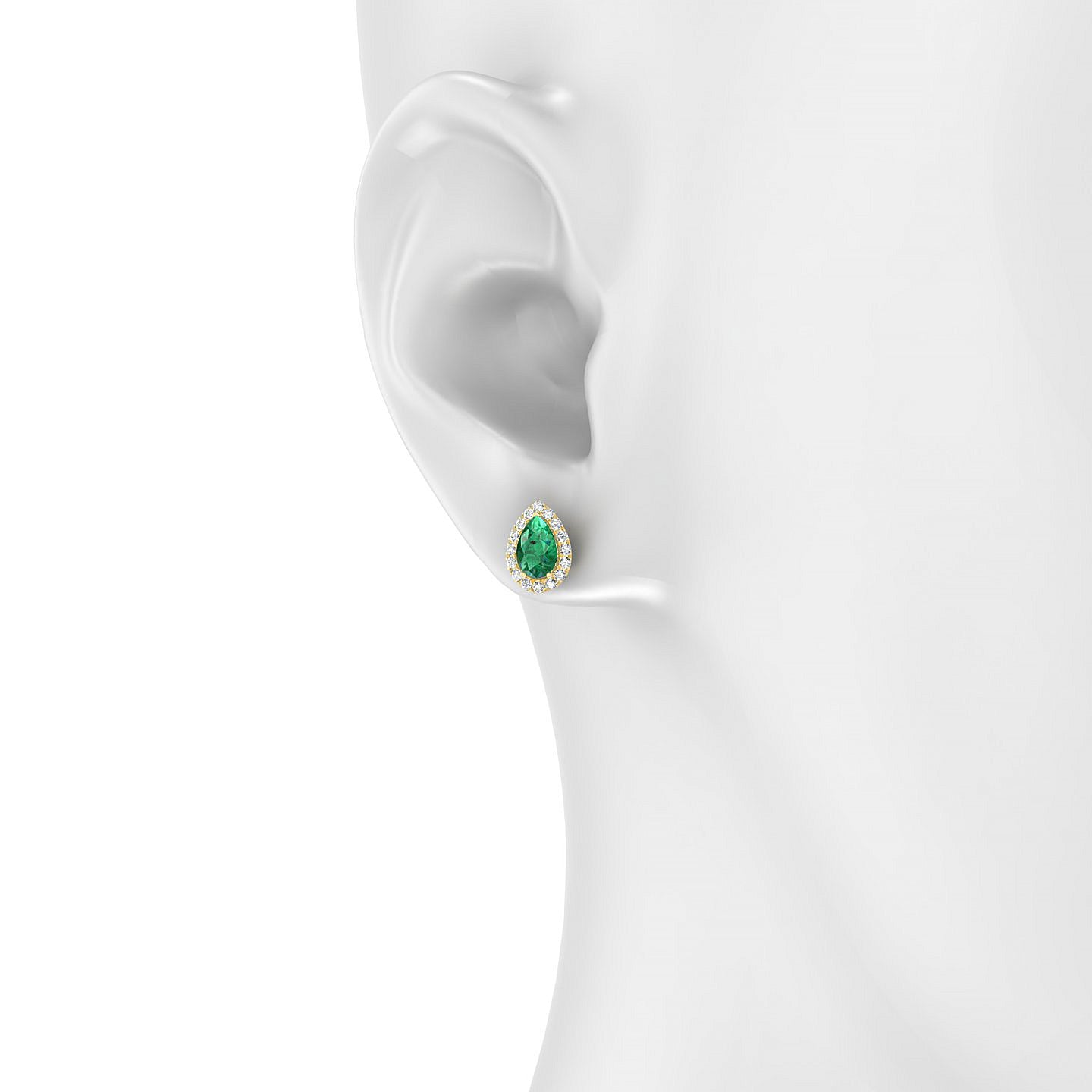 Solar | 18k Yellow Gold 6 x 4 mm Pear Emerald Earrings