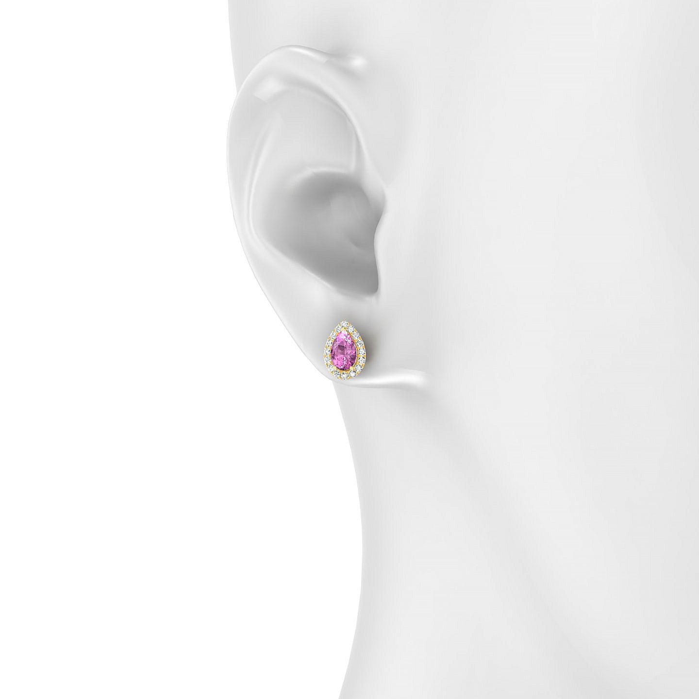 Solar | 18k Yellow Gold 6 x 4 mm Pear Pink Sapphire Earrings