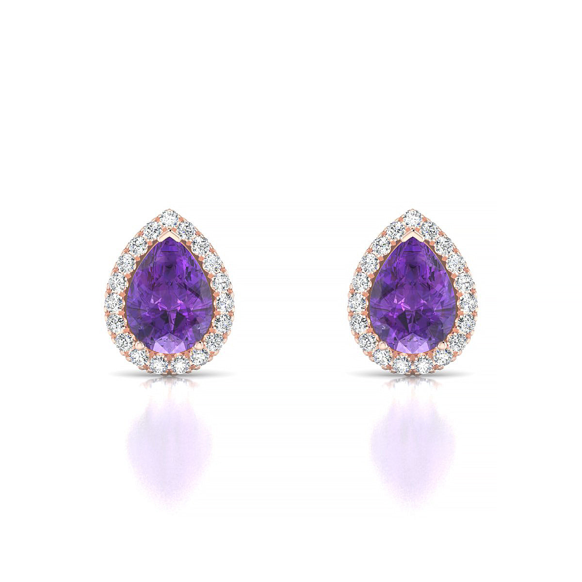 Solar | 18k Rose Gold 7 x 5 mm Pear Amethyst Earrings