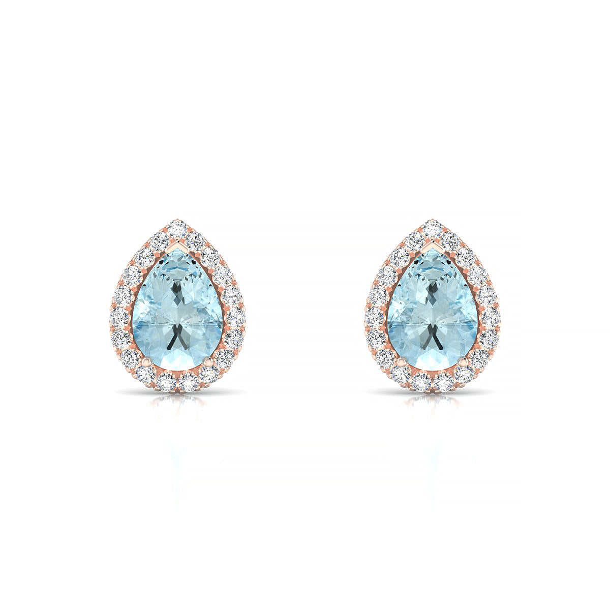 Solar | 18k Rose Gold 7 x 5 mm Pear Aquamarine Earrings