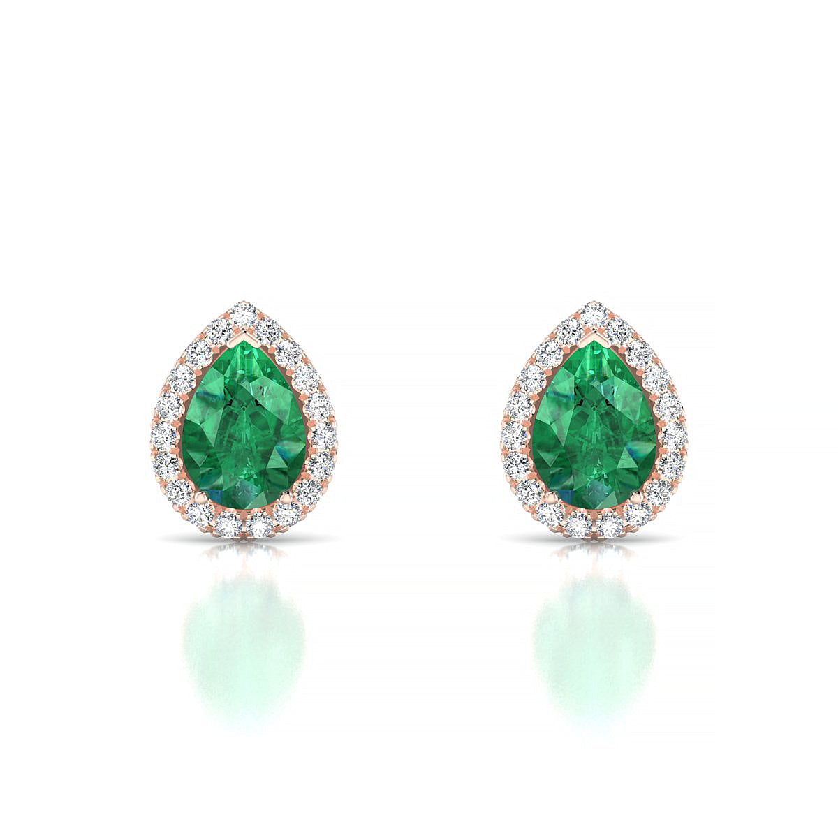 Solar | 18k Rose Gold 7 x 5 mm Pear Emerald Earrings