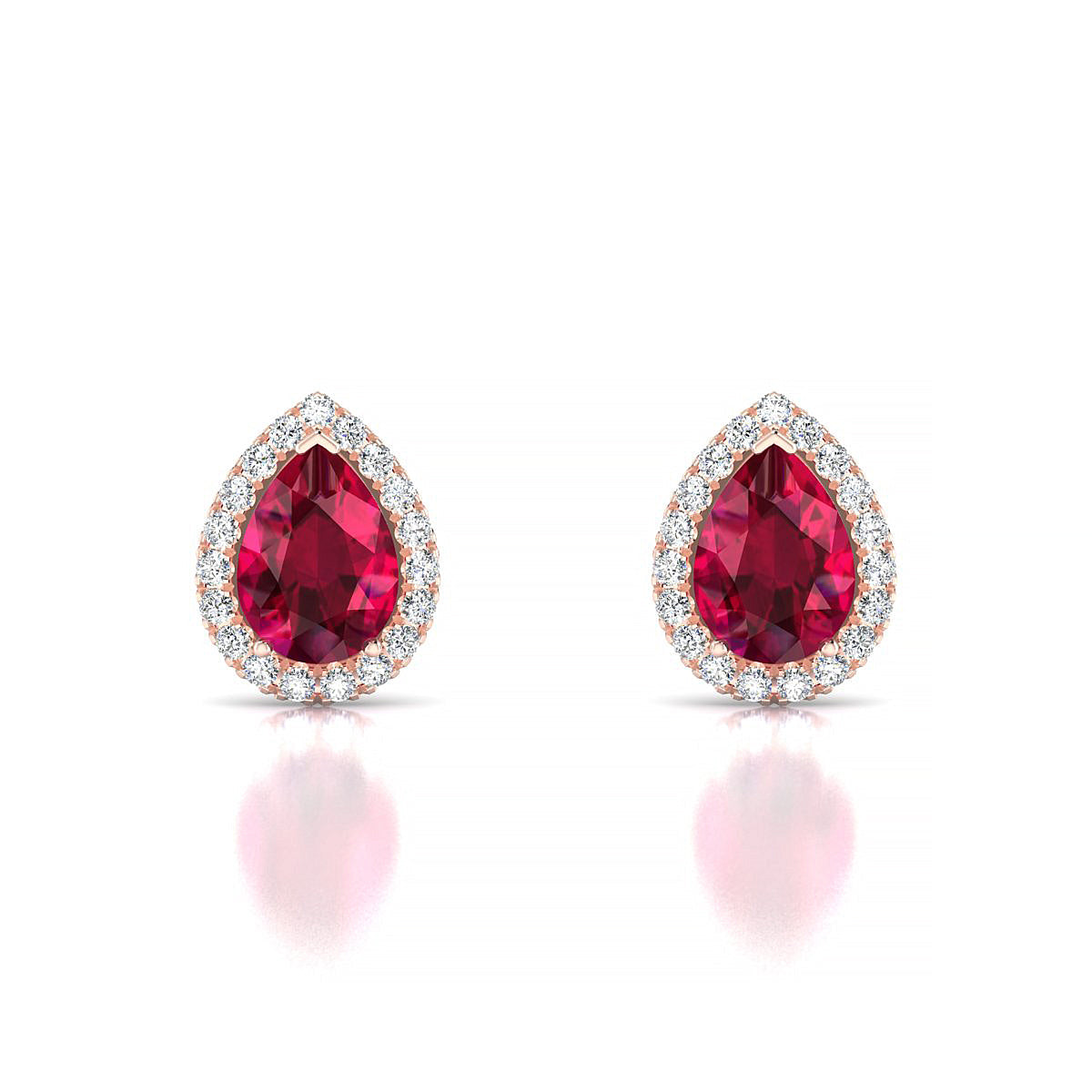 Solar | 18k Rose Gold 7 x 5 mm Pear Ruby Earrings