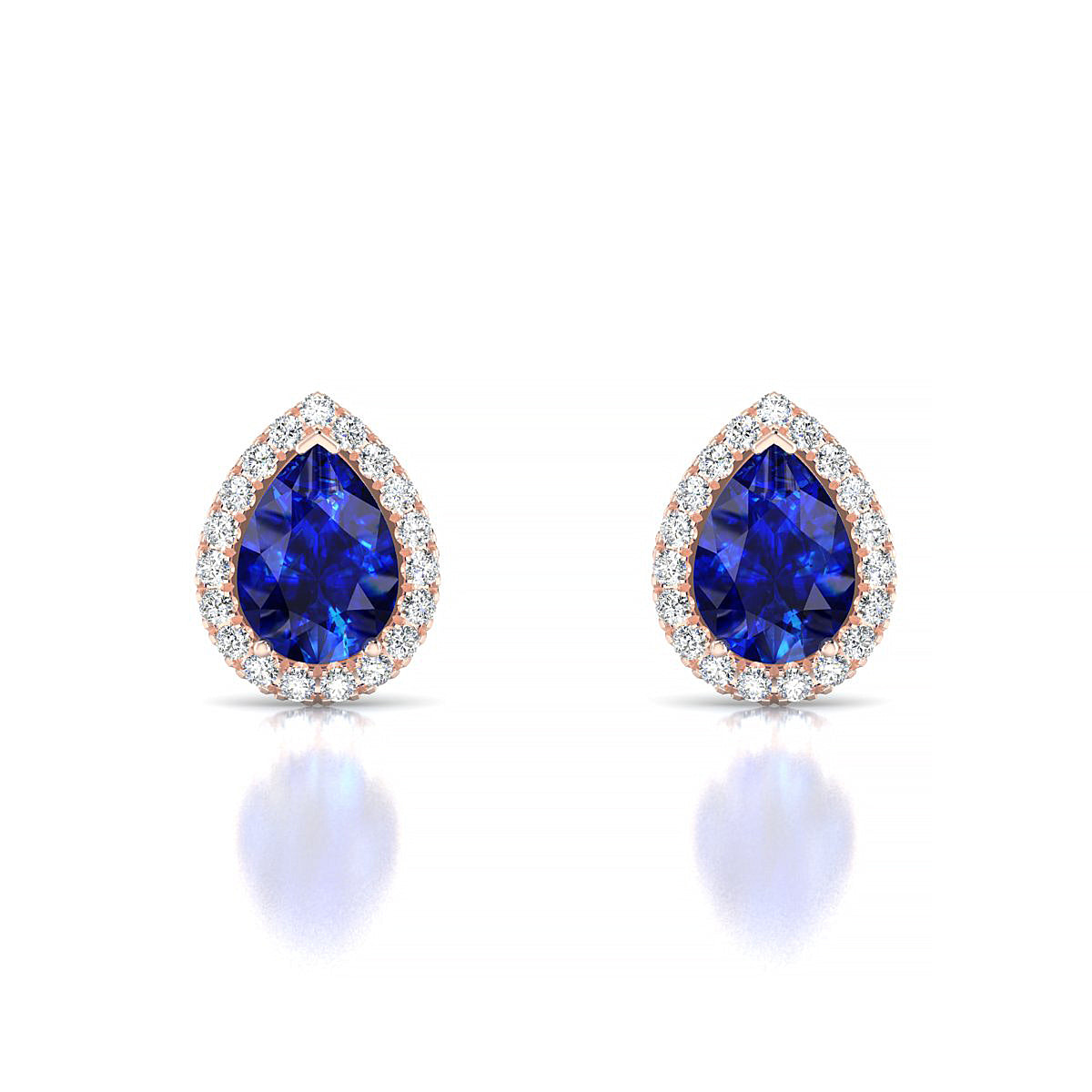 Solar | 18k Rose Gold 7 x 5 mm Pear Sapphire Earrings