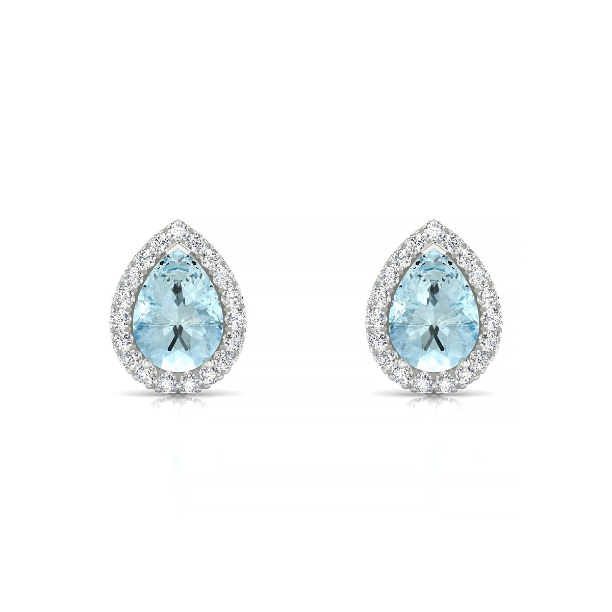 Solar | 18k White Gold 7 x 5 mm Pear Aquamarine Earrings