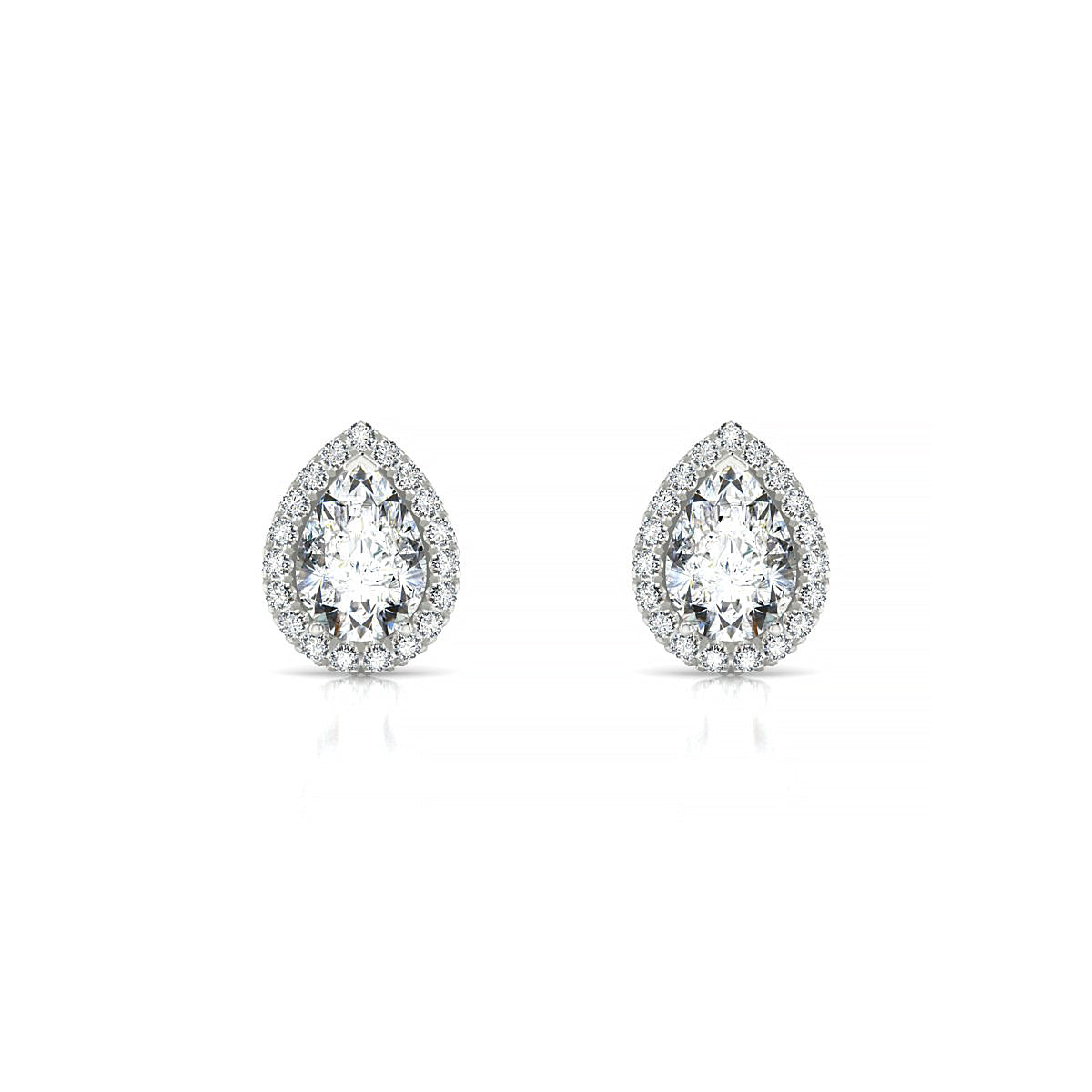 Solar | 18k White Gold 7 x 5 mm Pear Diamond Earrings