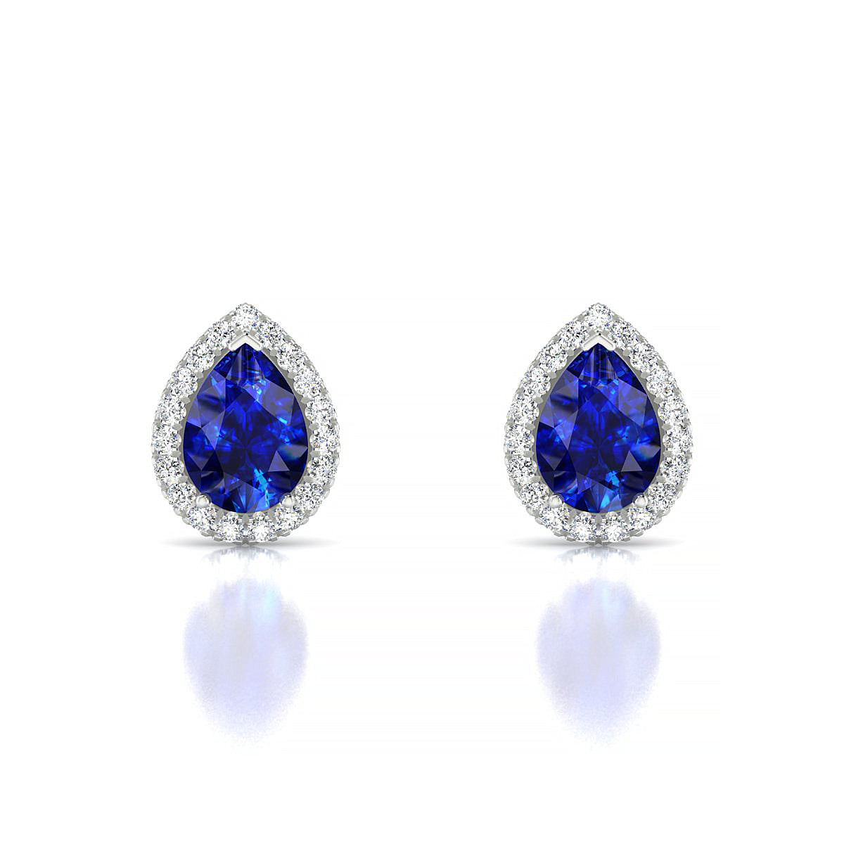 Solar | 18k White Gold 7 x 5 mm Pear Sapphire Earrings