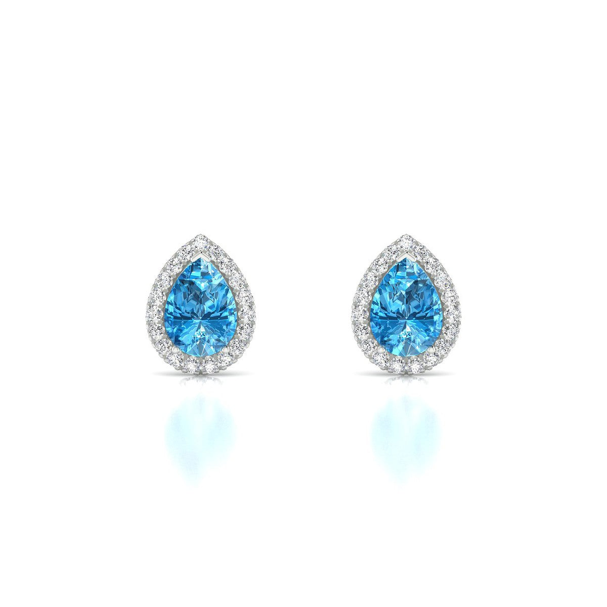 Solar | 18k White Gold 7 x 5 mm Pear Topaz Earrings