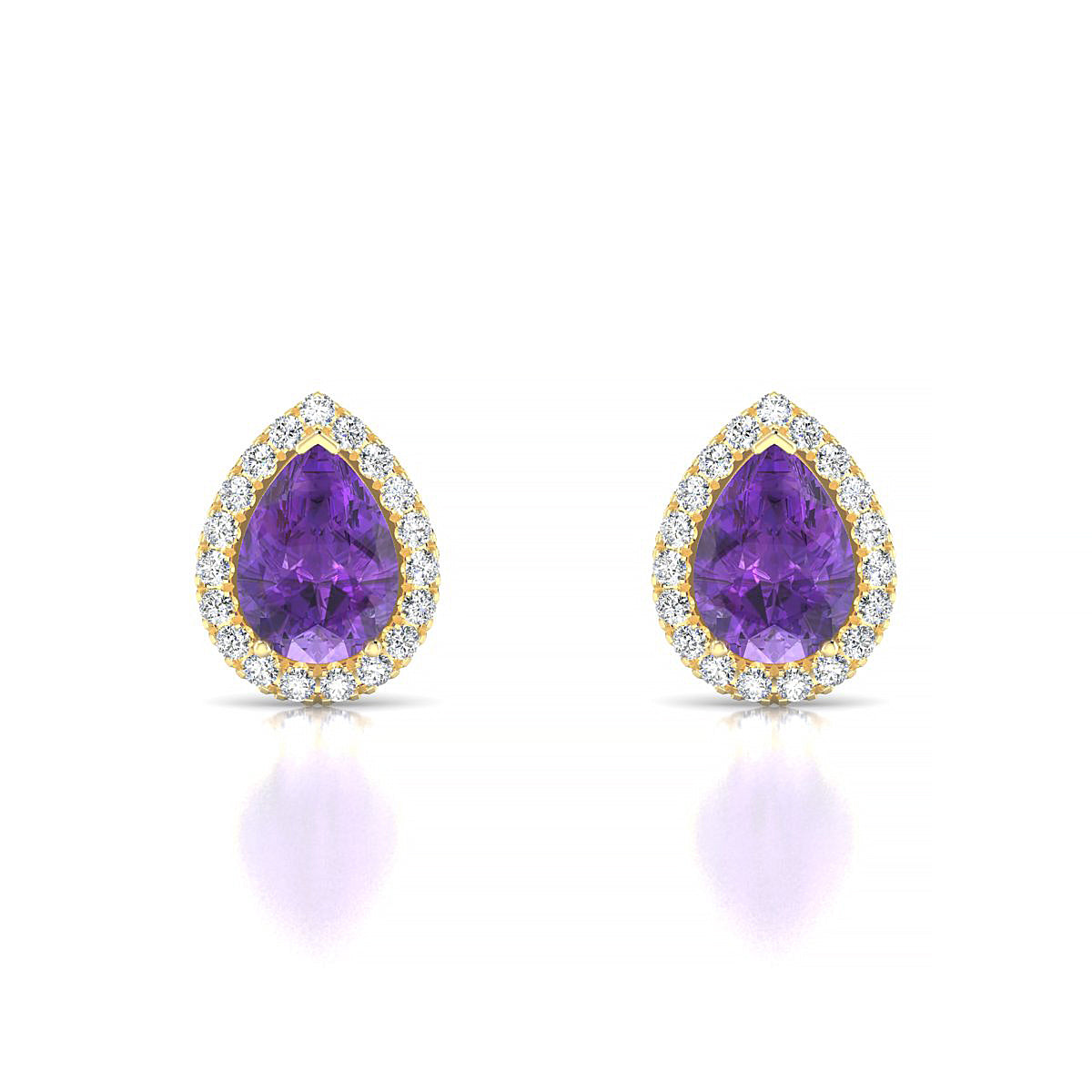 Solar | 18k Yellow Gold 7 x 5 mm Pear Amethyst Earrings