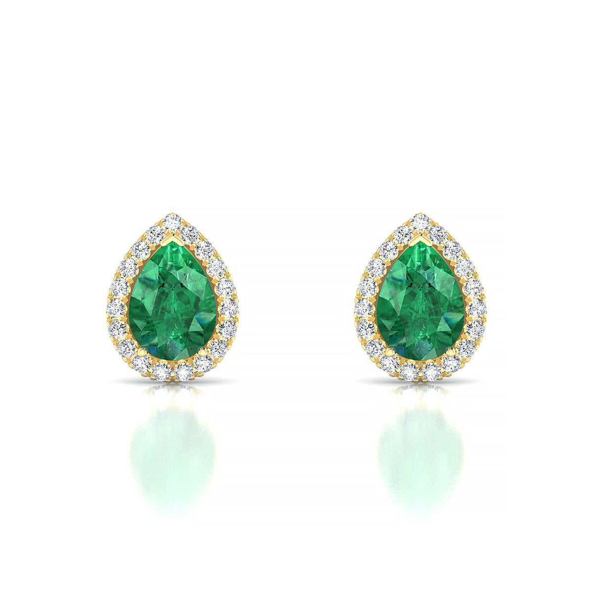 Solar | 18k Yellow Gold 7 x 5 mm Pear Emerald Earrings