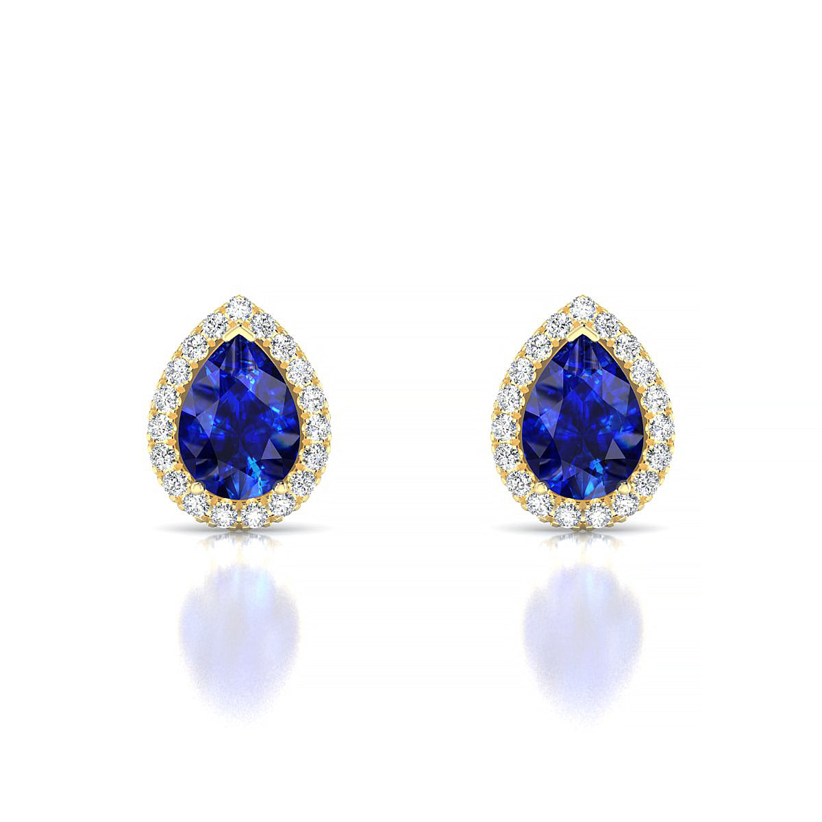 Solar | 18k Yellow Gold 7 x 5 mm Pear Sapphire Earrings