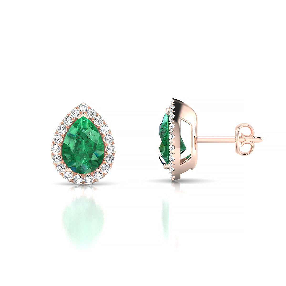 Solar | 18k Rose Gold 7 x 5 mm Pear Emerald Earrings