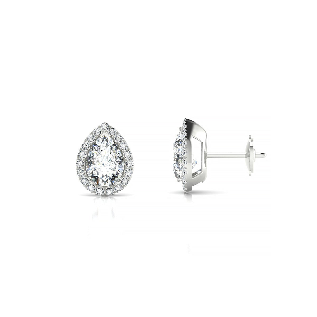 Solar | 18k White Gold 7 x 5 mm Pear Diamond Earrings