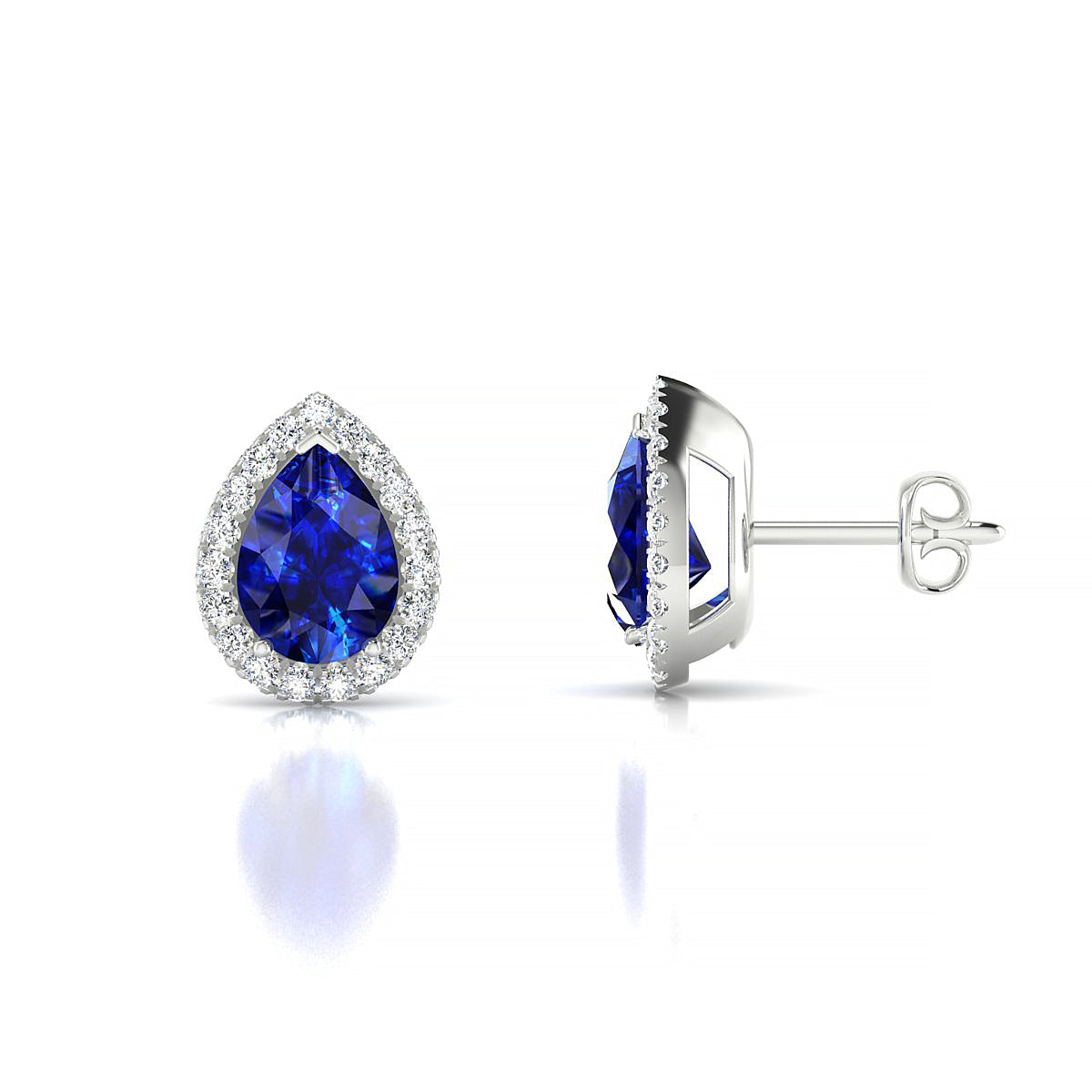 Solar | 18k White Gold 7 x 5 mm Pear Sapphire Earrings