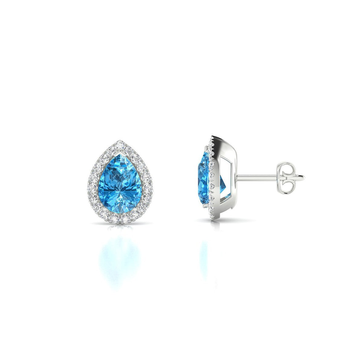Solar | 18k White Gold 7 x 5 mm Pear Topaz Earrings
