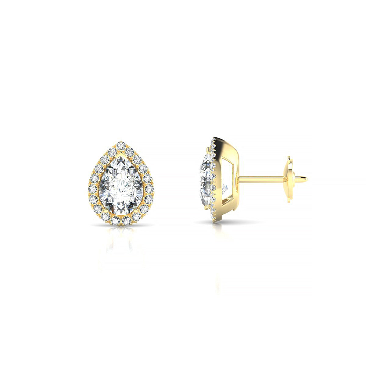Solar | 18k Yellow Gold 7 x 5 mm Pear Diamond Earrings