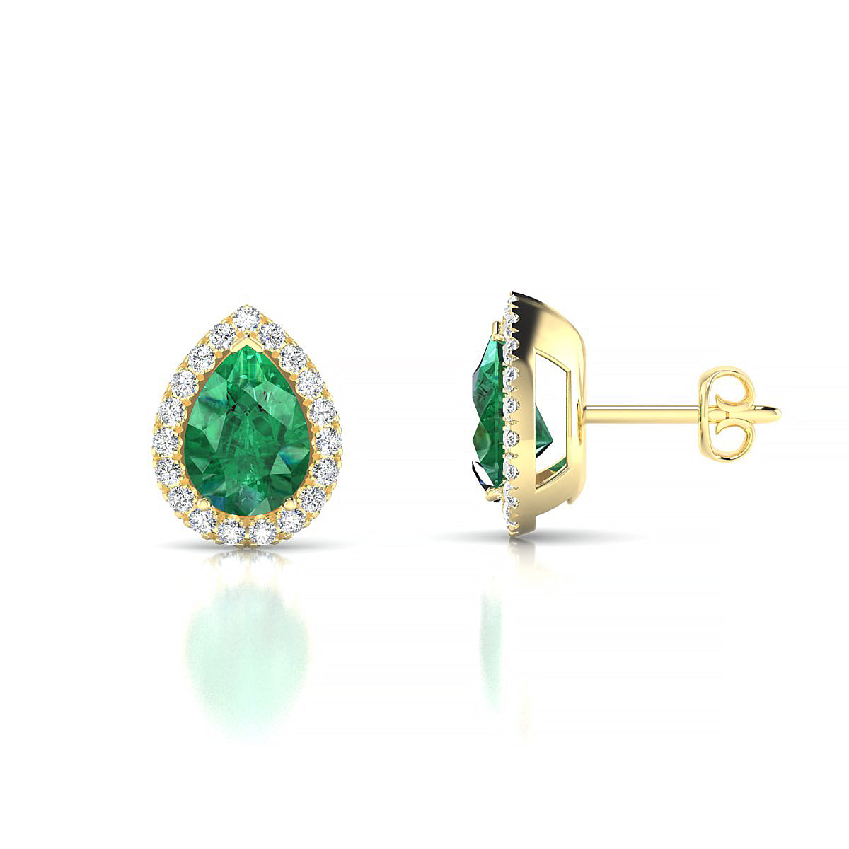 Solar | 18k Yellow Gold 7 x 5 mm Pear Emerald Earrings