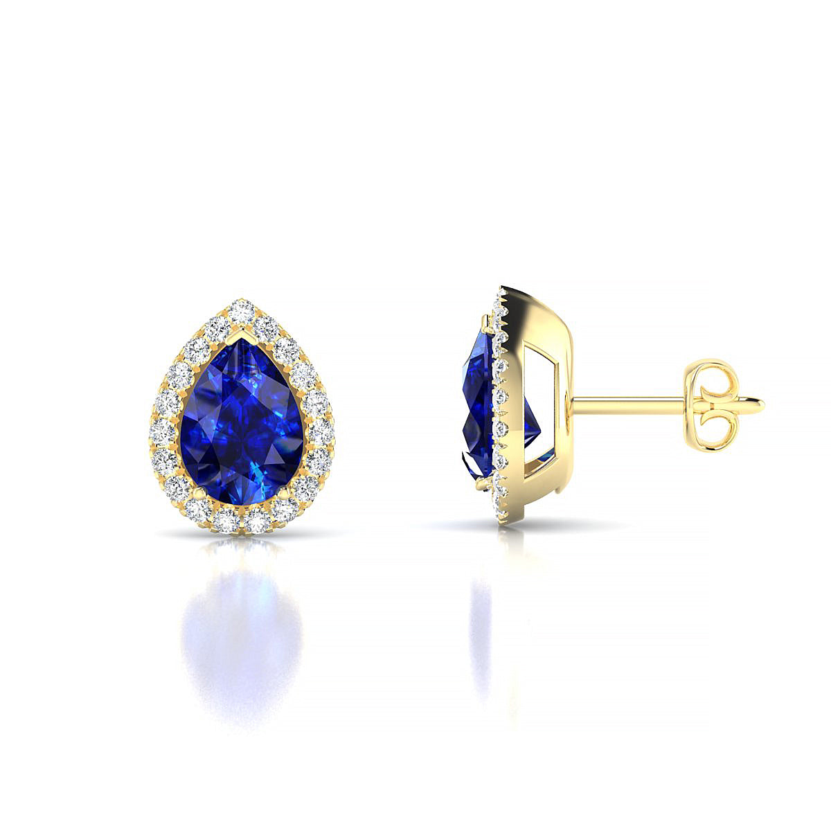 Solar | 18k Yellow Gold 7 x 5 mm Pear Sapphire Earrings