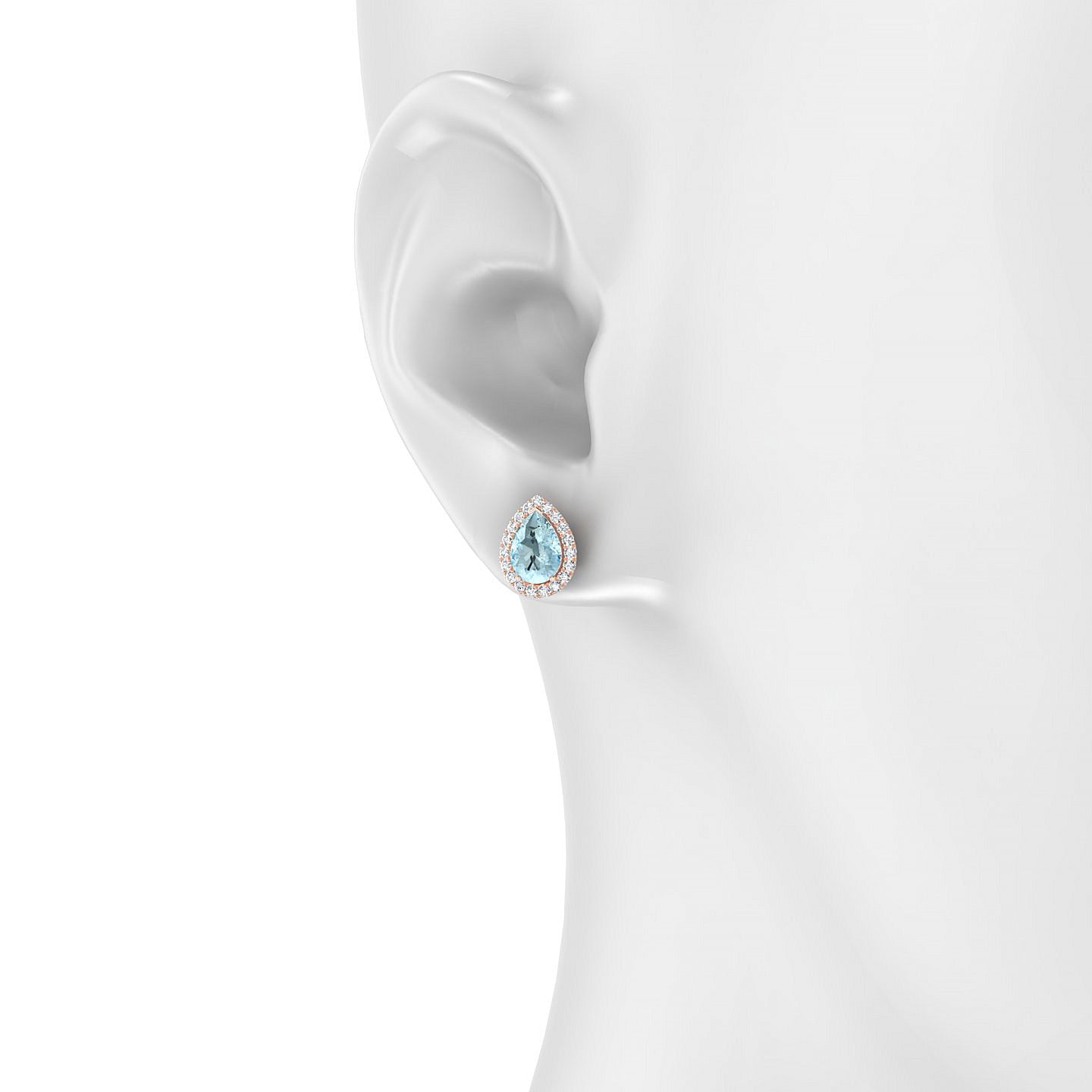 Solar | 18k Rose Gold 7 x 5 mm Pear Aquamarine Earrings