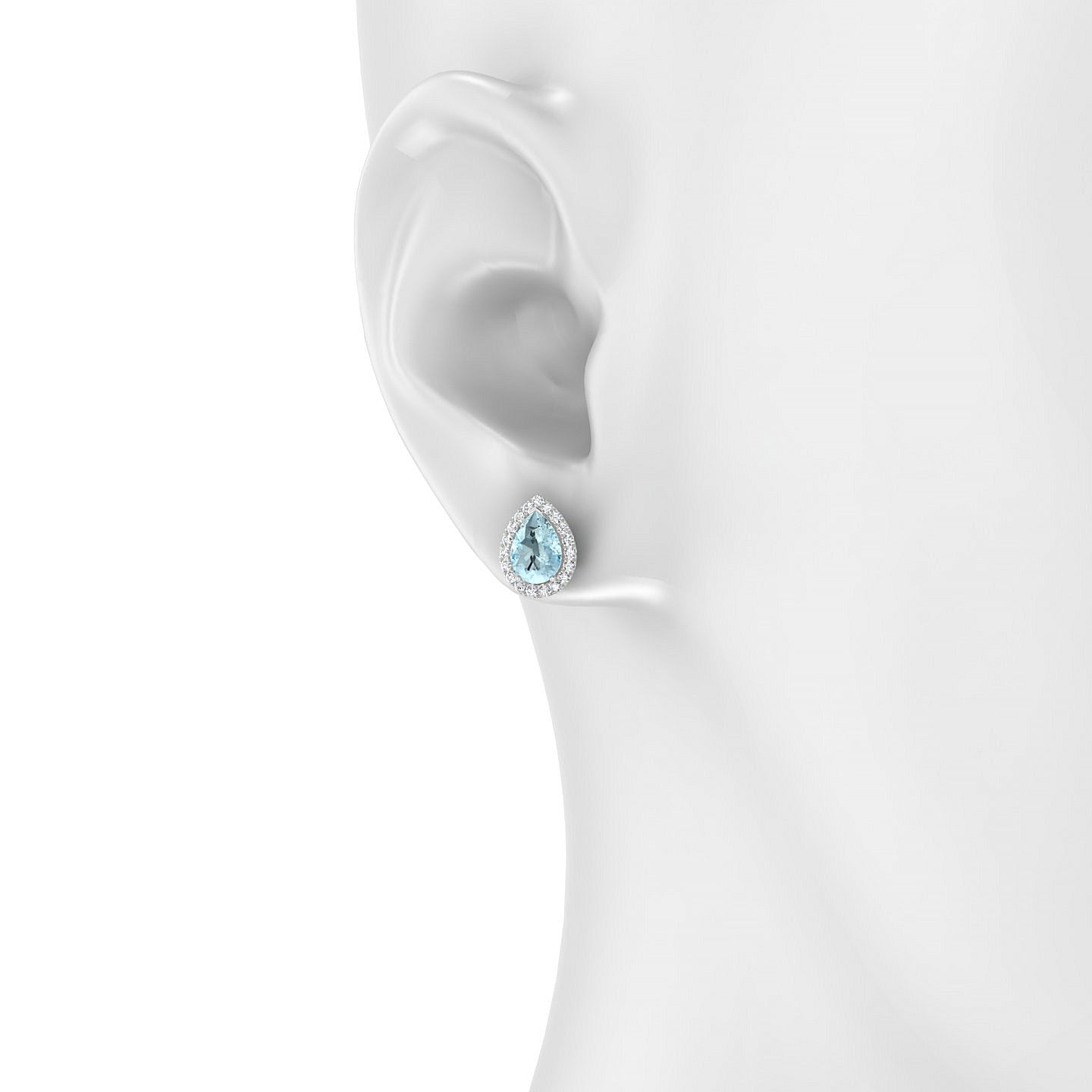 Solar | 18k White Gold 7 x 5 mm Pear Aquamarine Earrings