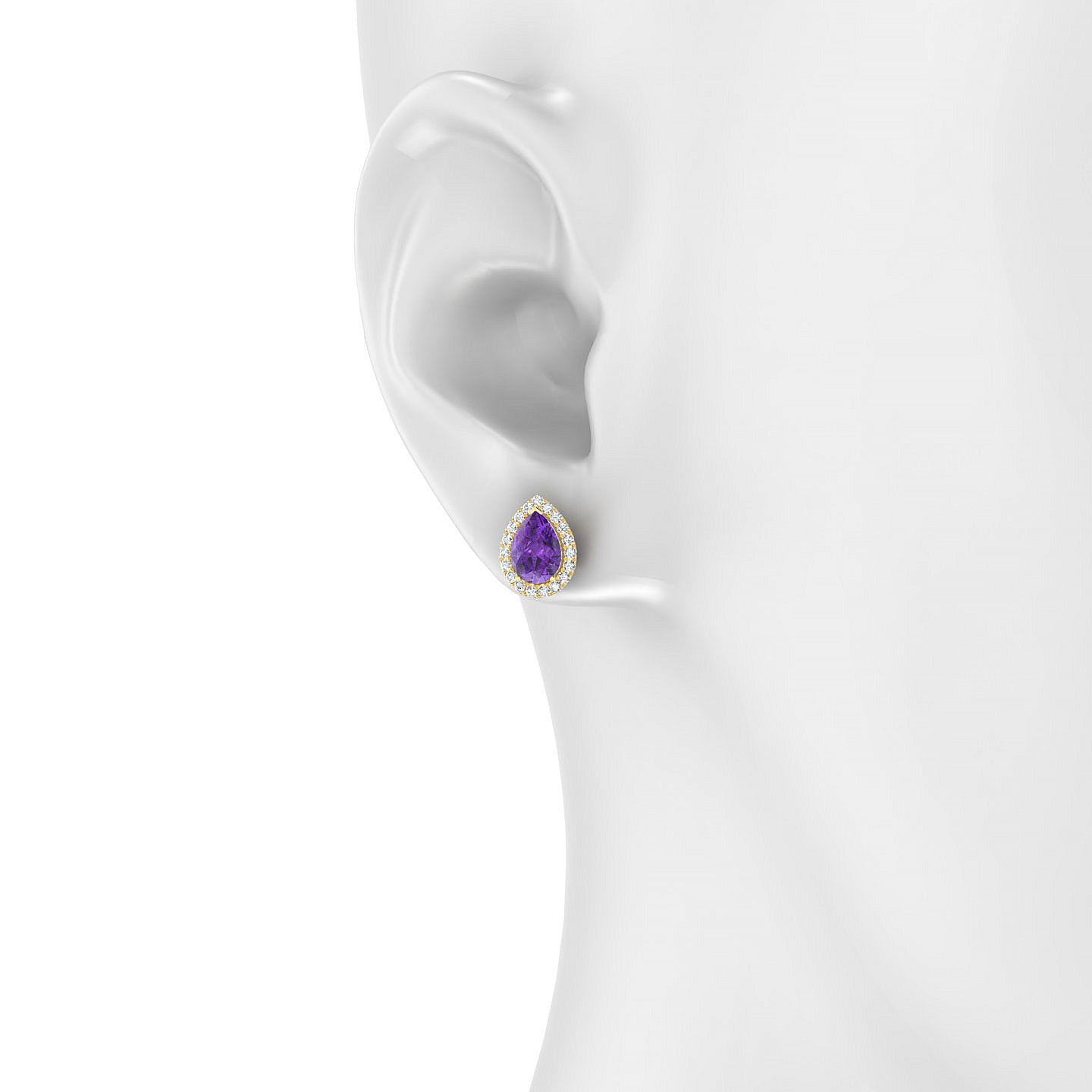 Solar | 18k Yellow Gold 7 x 5 mm Pear Amethyst Earrings
