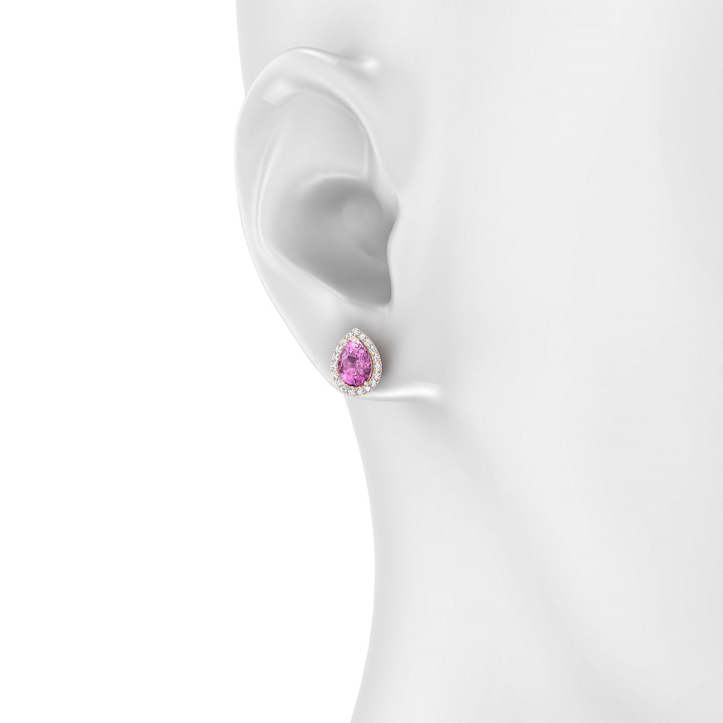 Solar | 18k Rose Gold 7 x 5 mm Pear Pink Sapphire Earrings