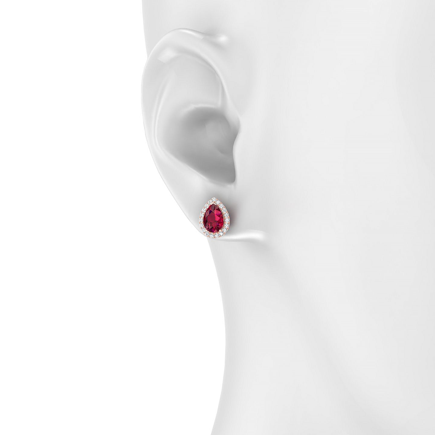 Solar | 18k Rose Gold 7 x 5 mm Pear Ruby Earrings