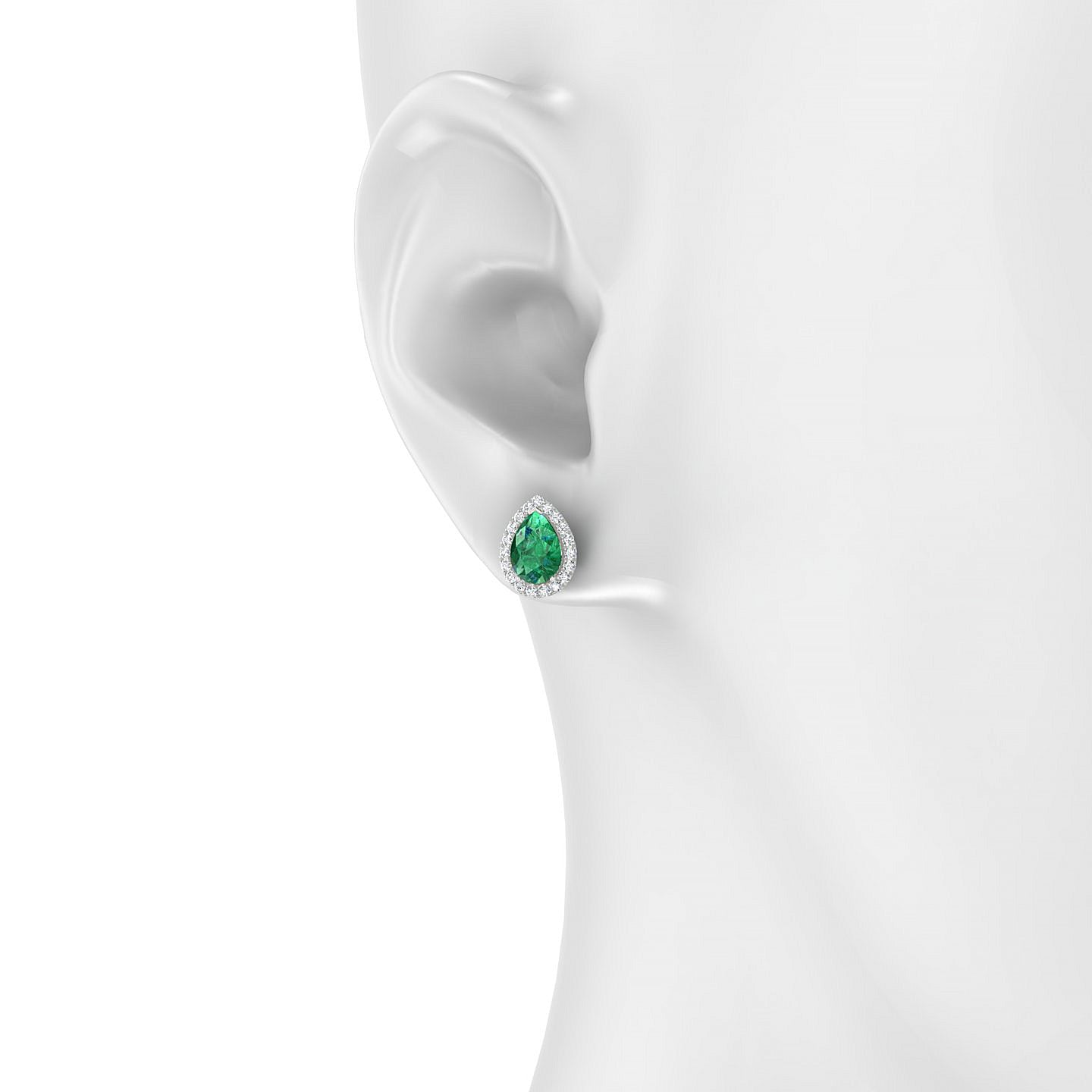 Solar | 18k White Gold 7 x 5 mm Pear Emerald Earrings