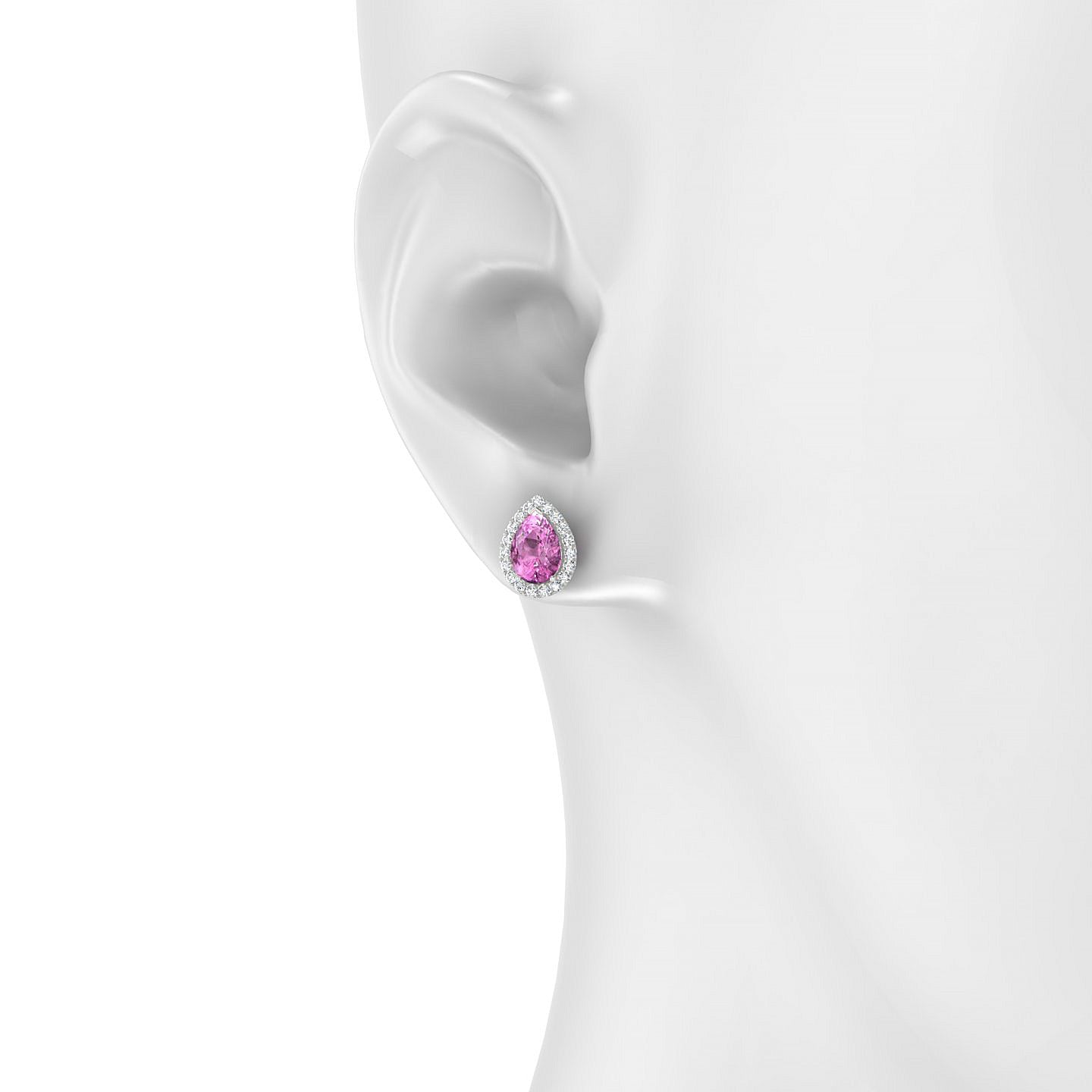 Solar | 18k White Gold 7 x 5 mm Pear Pink Sapphire Earrings