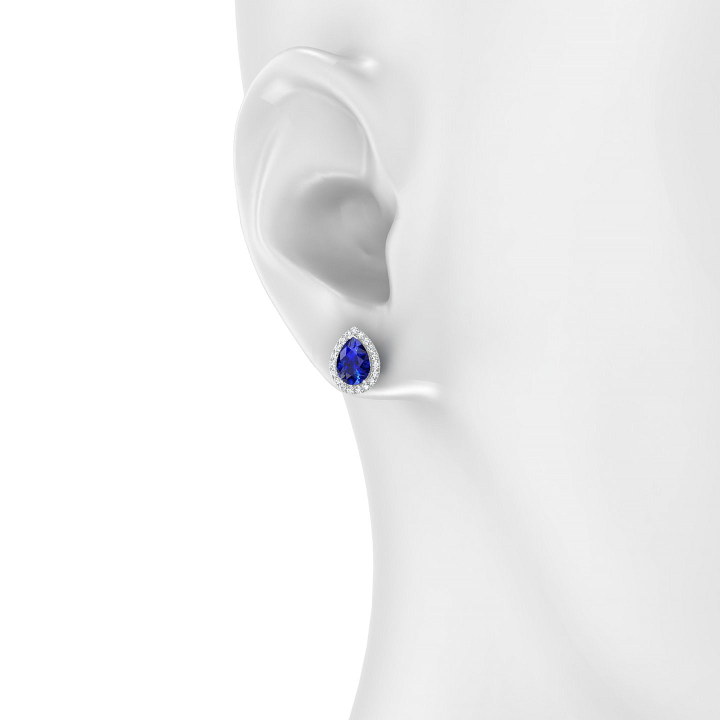 Solar | 18k White Gold 7 x 5 mm Pear Sapphire Earrings