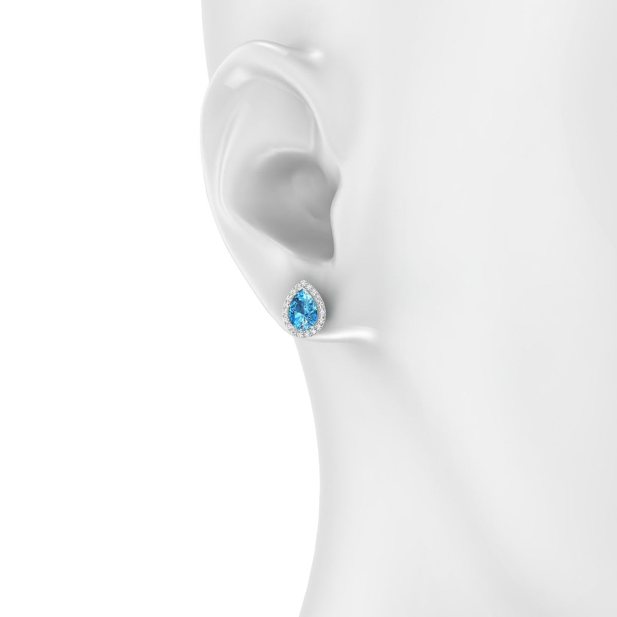 Solar | 18k White Gold 7 x 5 mm Pear Topaz Earrings