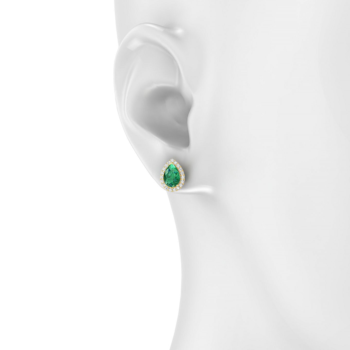 Solar | 18k Yellow Gold 7 x 5 mm Pear Emerald Earrings
