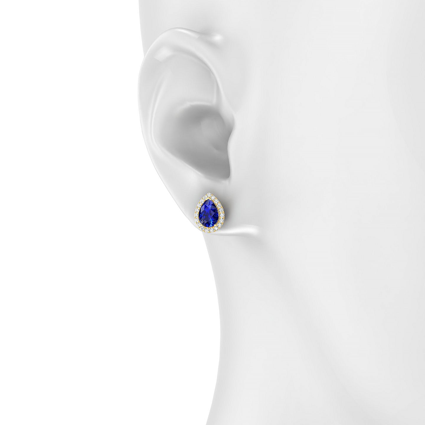 Solar | 18k Yellow Gold 7 x 5 mm Pear Sapphire Earrings