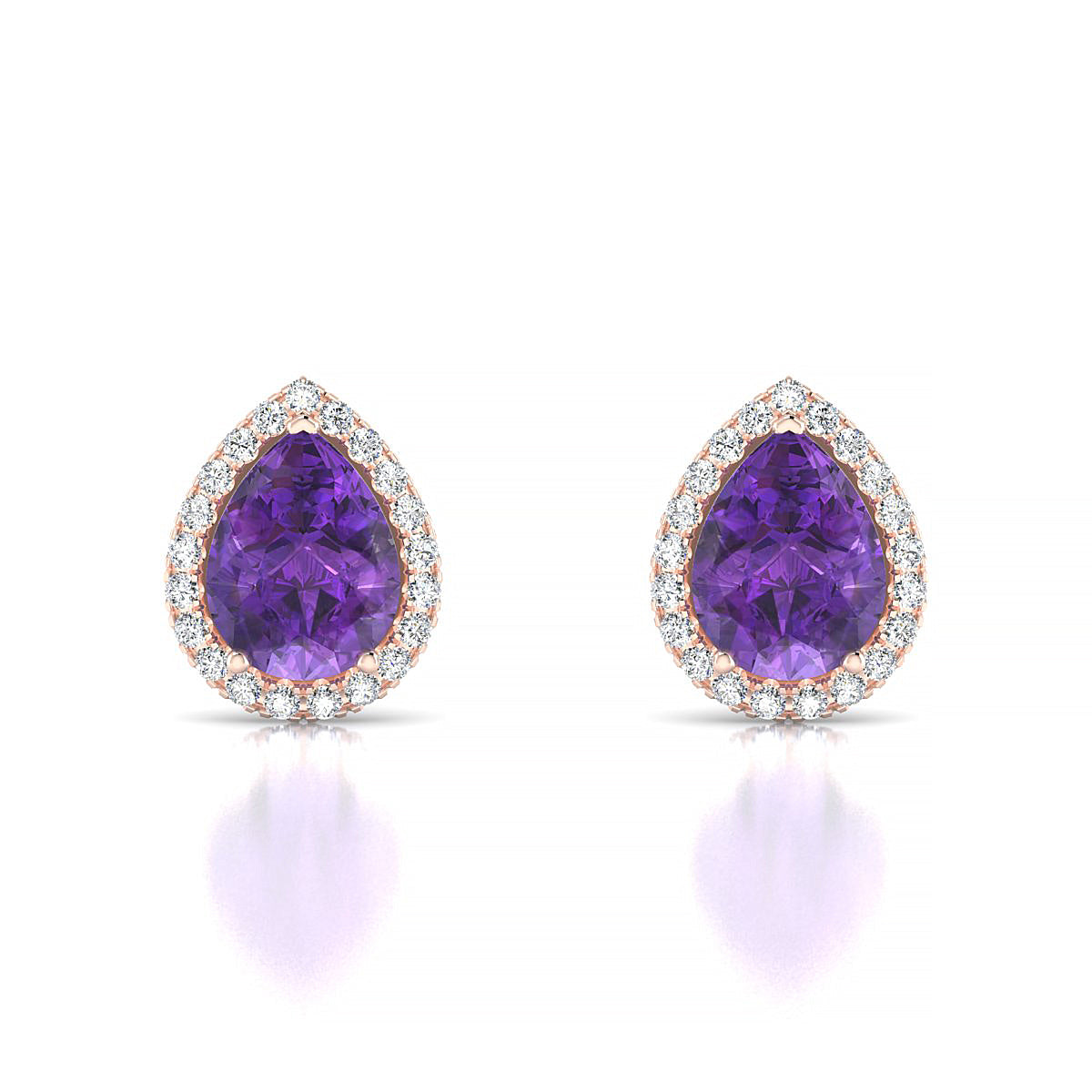 Solar | 18k Rose Gold 8 x 6 mm Pear Amethyst Earrings