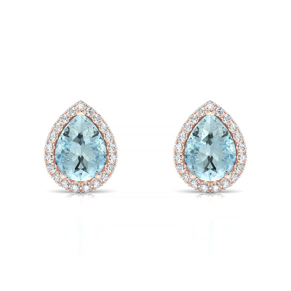 Solar | 18k Rose Gold 8 x 6 mm Pear Aquamarine Earrings