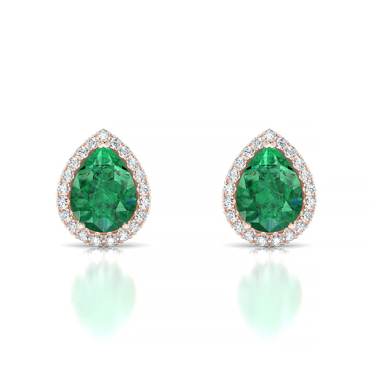 Solar | 18k Rose Gold 8 x 6 mm Pear Emerald Earrings