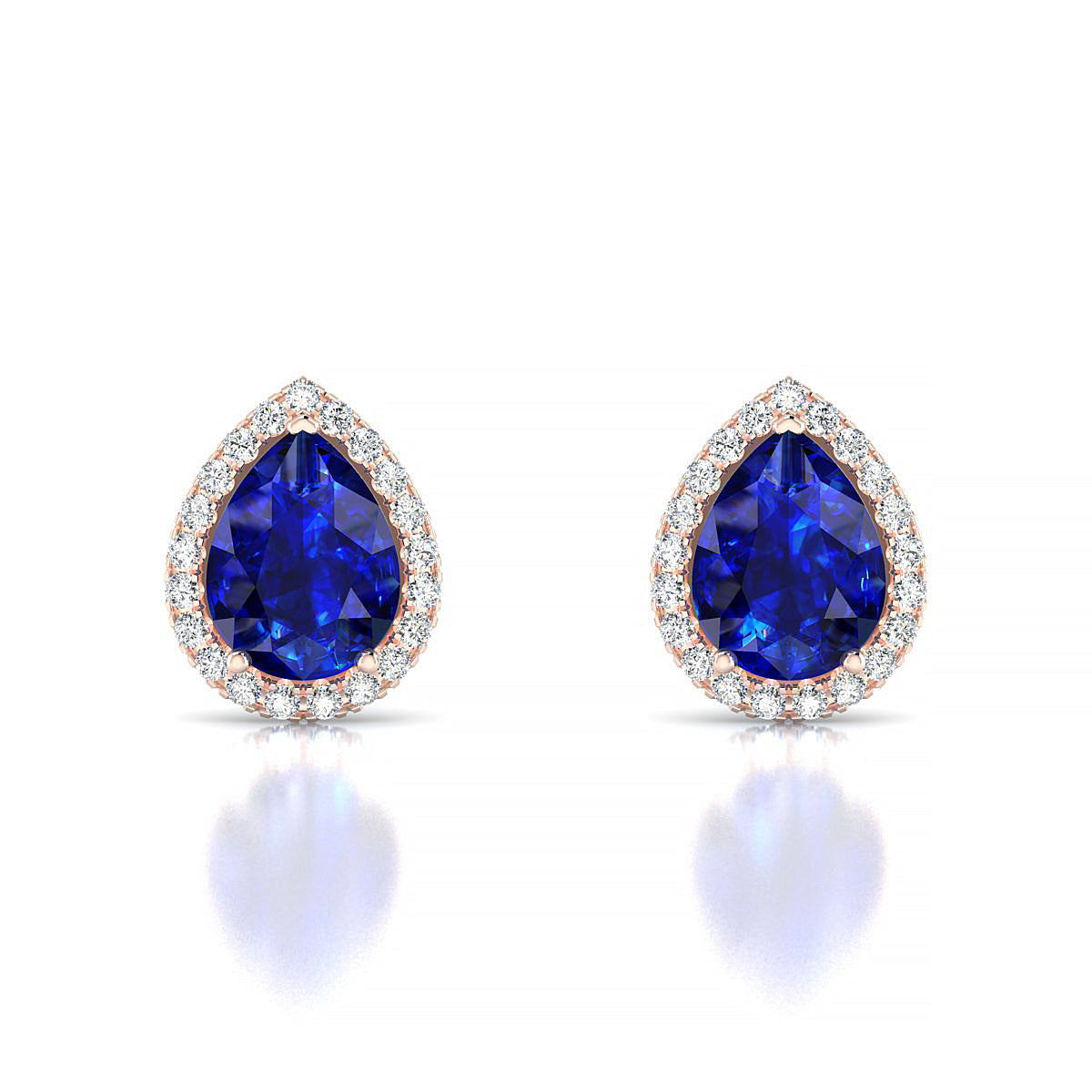Solar | 18k Rose Gold 8 x 6 mm Pear Sapphire Earrings