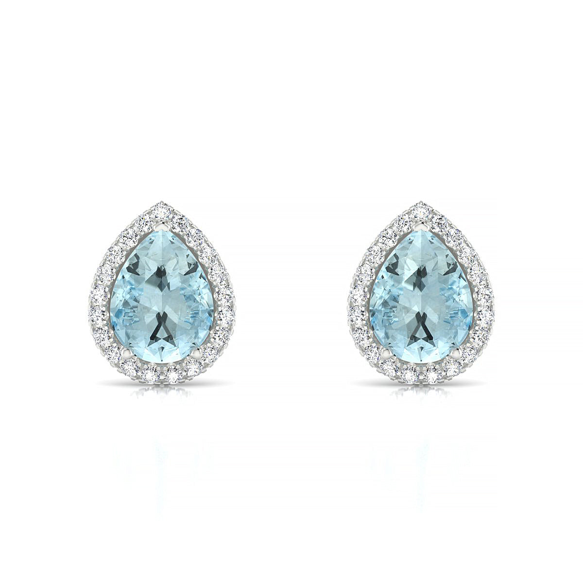 Solar | 18k White Gold 8 x 6 mm Pear Aquamarine Earrings