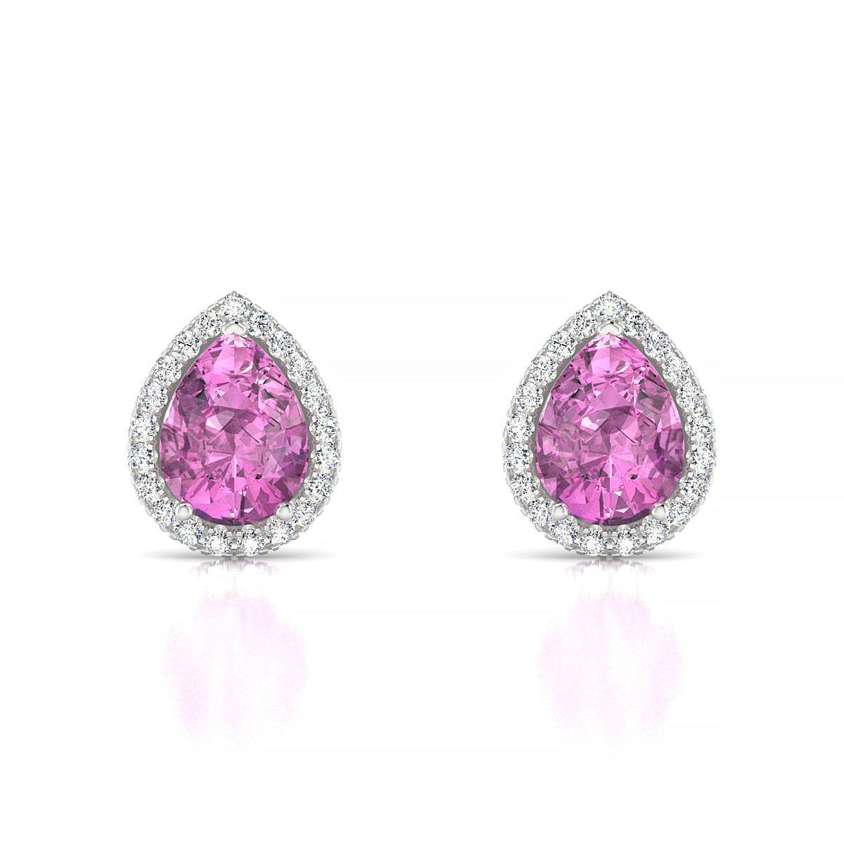 Solar | 18k White Gold 8 x 6 mm Pear Pink Sapphire Earrings