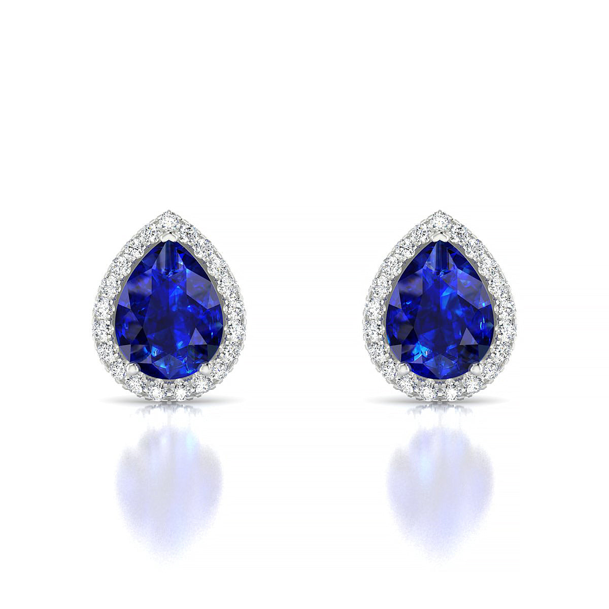Solar | 18k White Gold 8 x 6 mm Pear Sapphire Earrings