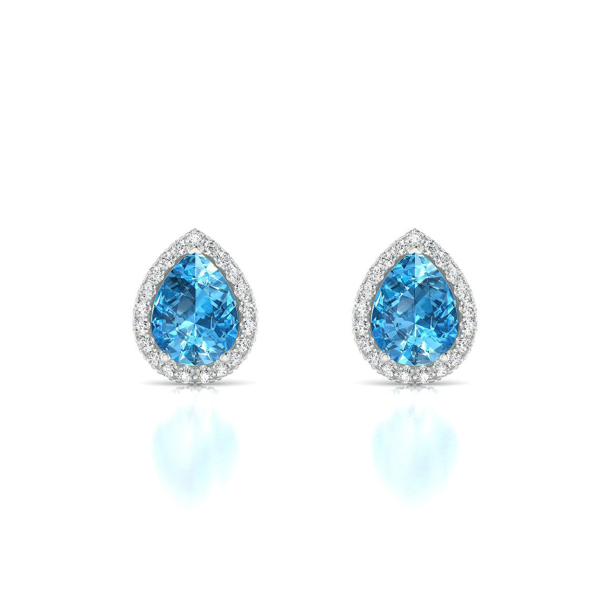 Solar | 18k White Gold 8 x 6 mm Pear Topaz Earrings