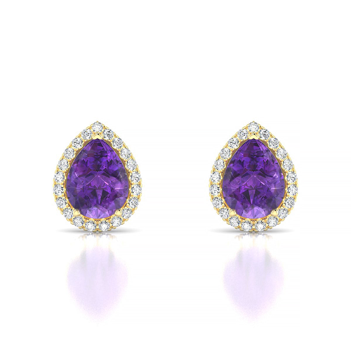 Solar | 18k Yellow Gold 8 x 6 mm Pear Amethyst Earrings
