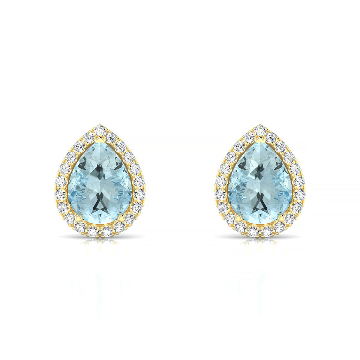 Solar | 18k Yellow Gold 8 x 6 mm Pear Aquamarine Earrings