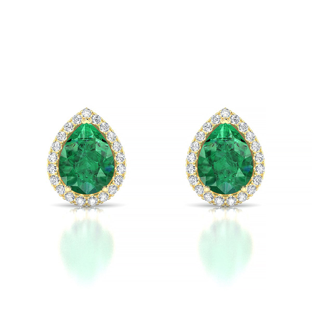 Solar | 18k Yellow Gold 8 x 6 mm Pear Emerald Earrings