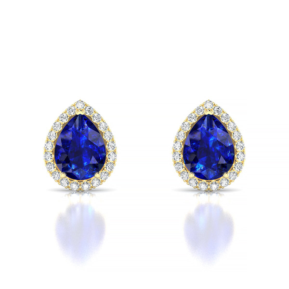 Solar | 18k Yellow Gold 8 x 6 mm Pear Sapphire Earrings