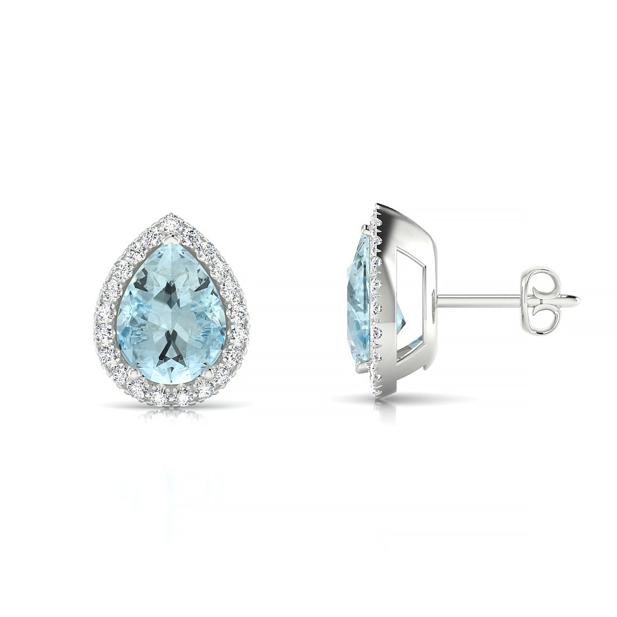 Solar | 18k White Gold 8 x 6 mm Pear Aquamarine Earrings